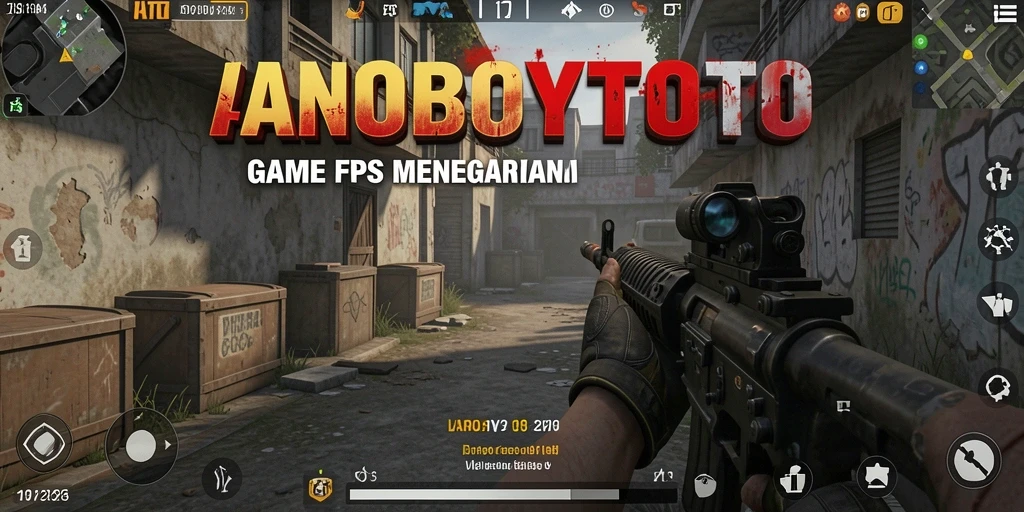 Screenshot gameplay ANOBOYTOTO menunjukkan aksi FPS yang mendebarkan.