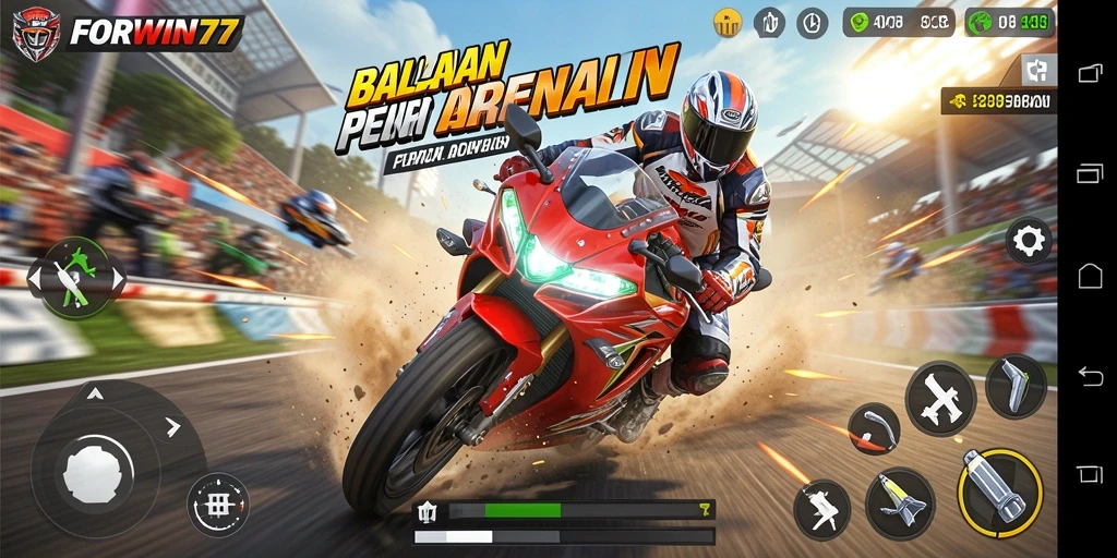 Gameplay seru dari balapan motor yang mendebarkan.