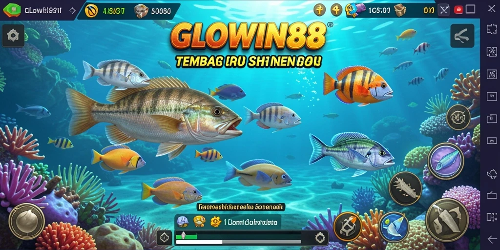 Screenshot utama GLOWIN88 menampilkan aksi seru Tembak Ikan.