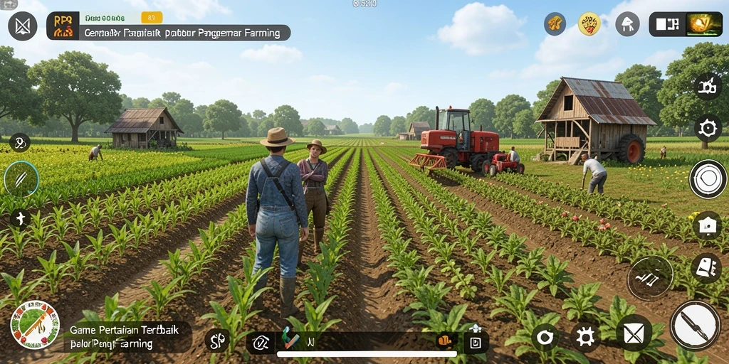 Screenshot gameplay RP8 menunjukkan aktivitas pertanian yang seru.